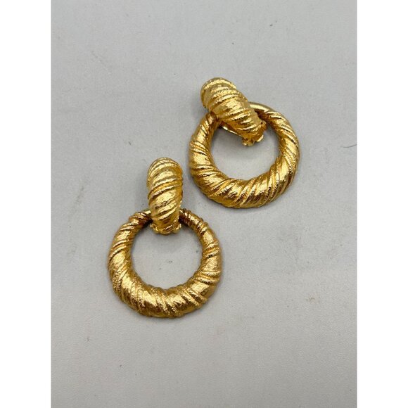 Jomaz Joseph Mazer Door Knockers Earrings Gold Tone Removable Dangles Clips - Picture 4 of 8